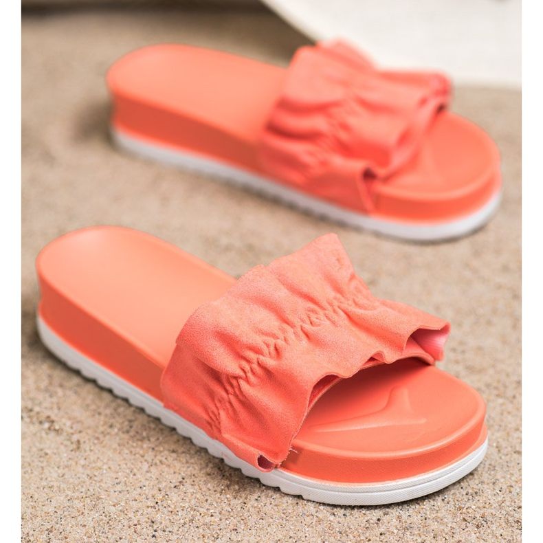 SHELOVET Pantoufles De Corail Sur La Plateforme orange rose 1