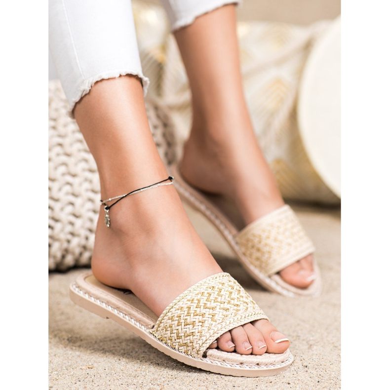 SHELOVET Pantoufles tressées décontractées beige 1