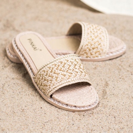 SHELOVET Pantoufles tressées décontractées beige 2