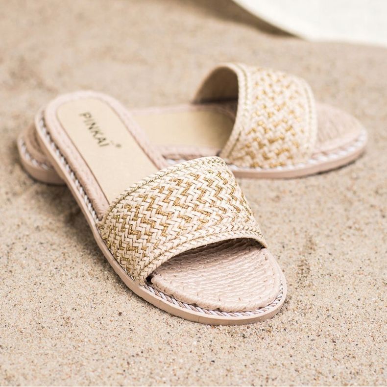 SHELOVET Pantoufles tressées décontractées beige 2