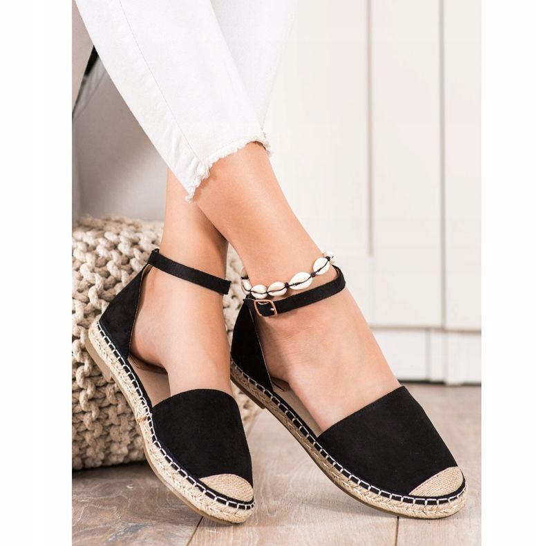 Kayla Espadrilles Noires Avec Boucle 1