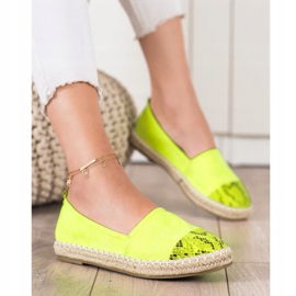Bestelle Espadrilles avec empiècement imprimé serpent vert jaune 3