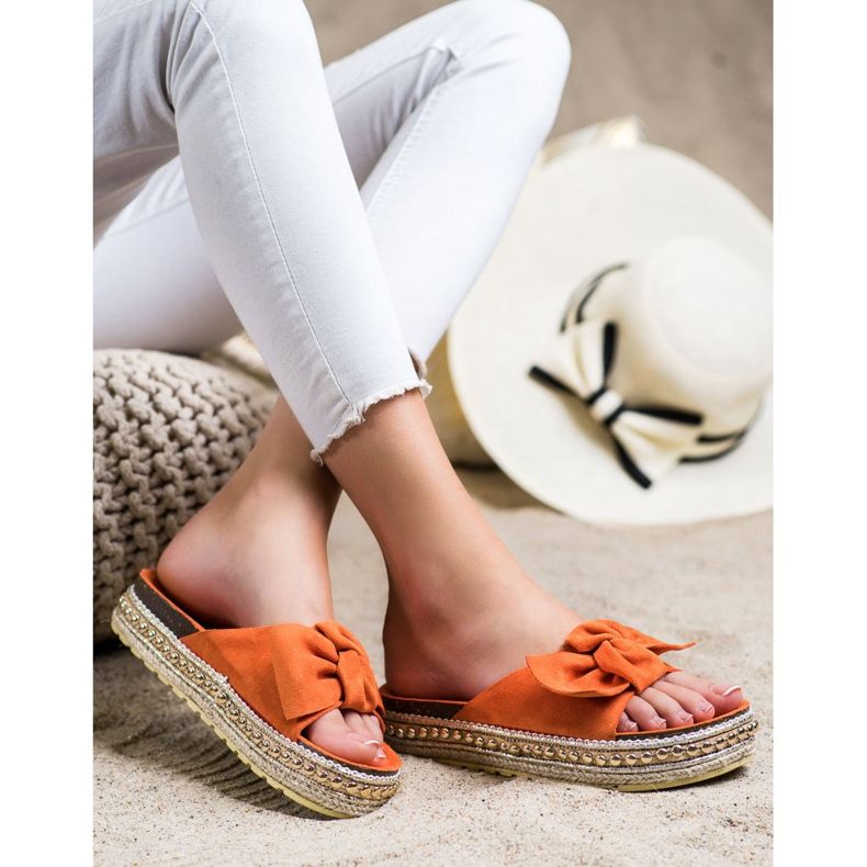 SHELOVET Chaussons avec espadrilles à nœud orange 2