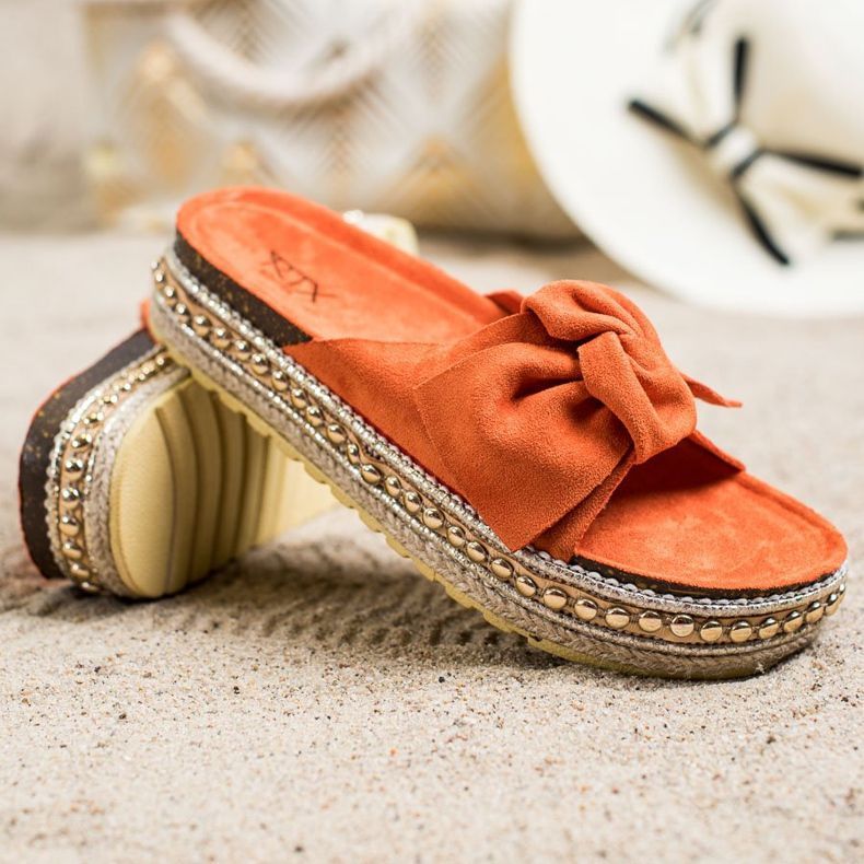 SHELOVET Chaussons avec espadrilles à nœud orange 1