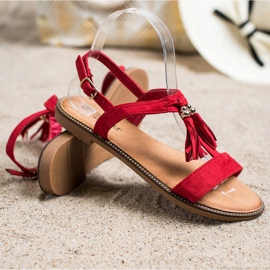 Groto Gogo Sandales rouges à franges 1 Groto Gogo Sandales rouges à franges 1