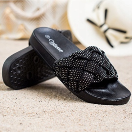 Groto Gogo Pantoufles En Textile Avec Cristaux noir 1