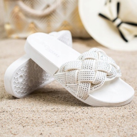 Groto Gogo Pantoufles En Textile Avec Cristaux blanc 1