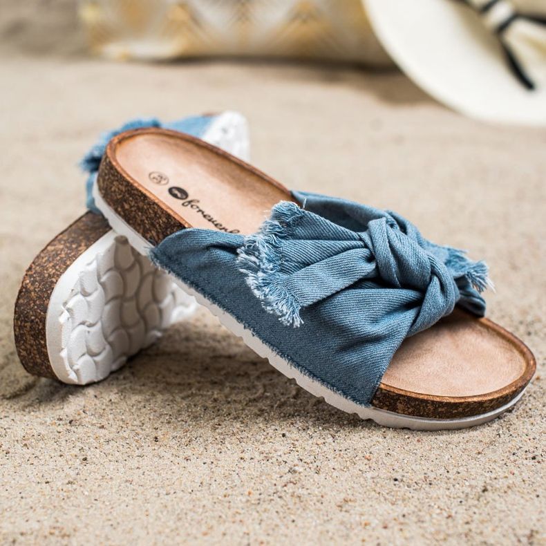 Forever Folie Pantoufles Textiles Confortables bleu 1