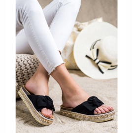 SHELOVET Espadrilles Chaussons Avec Nœud noir 1