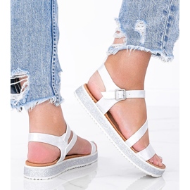 Sandales femme pêches argent brillant blanc 1