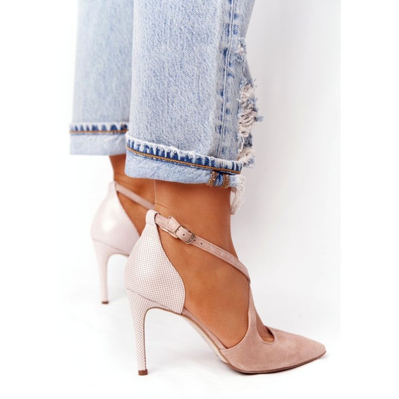 Escarpins en daim Visconi 7400TAS / 239 beige rose 4