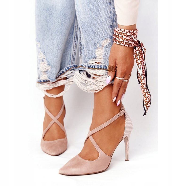 Escarpins en daim Visconi 7400TAS / 239 beige rose 1