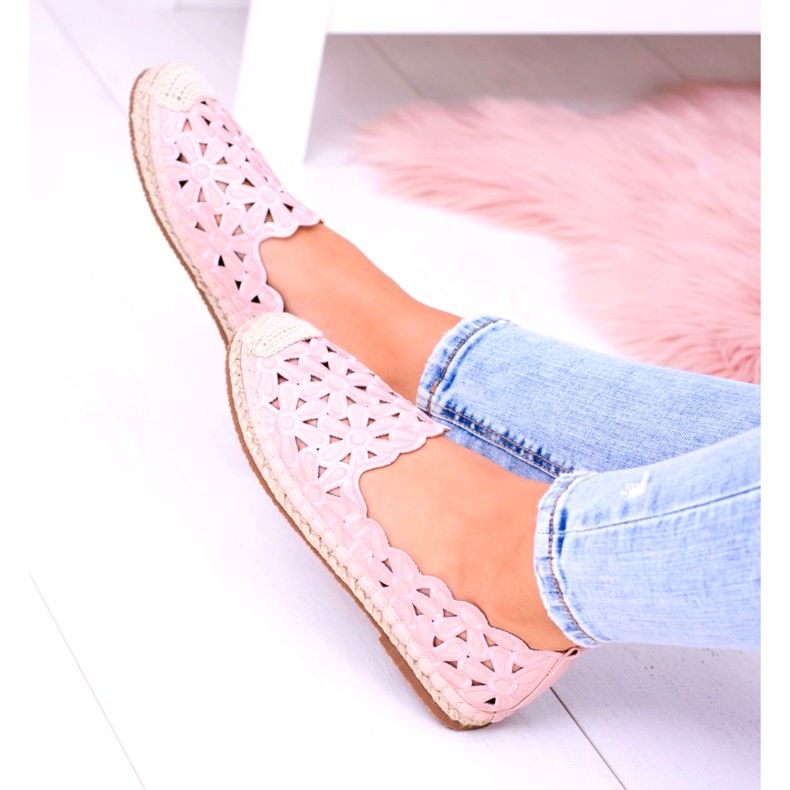 Lu Boo Ballerines Femme Espadrilles Rose Fleurs Macarena 1