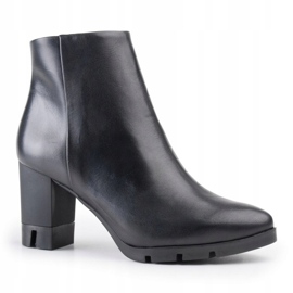 Marco Shoes Bottes audacieuses en cuir fleur naturel avec un talon épais le noir 1