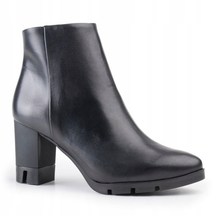 Marco Shoes Bottes audacieuses en cuir fleur naturel avec un talon épais noir 1