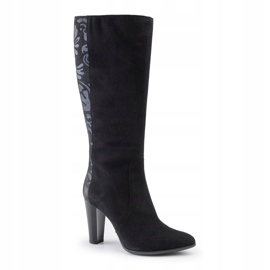 Marco Shoes Bottines pointues en cuir noir à fleurs le noir 1