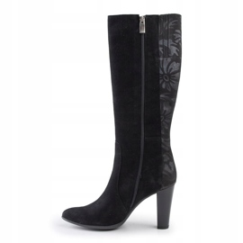 Marco Shoes Bottines pointues en cuir noir à fleurs le noir 2