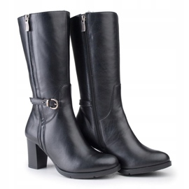 Marco Shoes Bottes classiques en cuir nappa noir avec boucles et sangles supplémentaires le noir 1