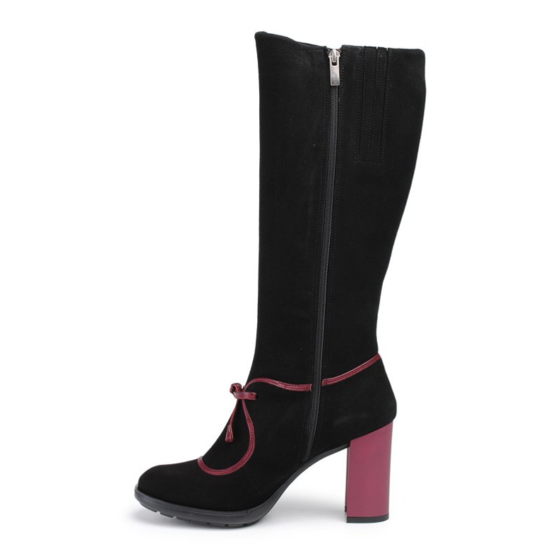 Marco Shoes Bottines en cuir suédé noir avec talon violet et empiècements violets le noir 1