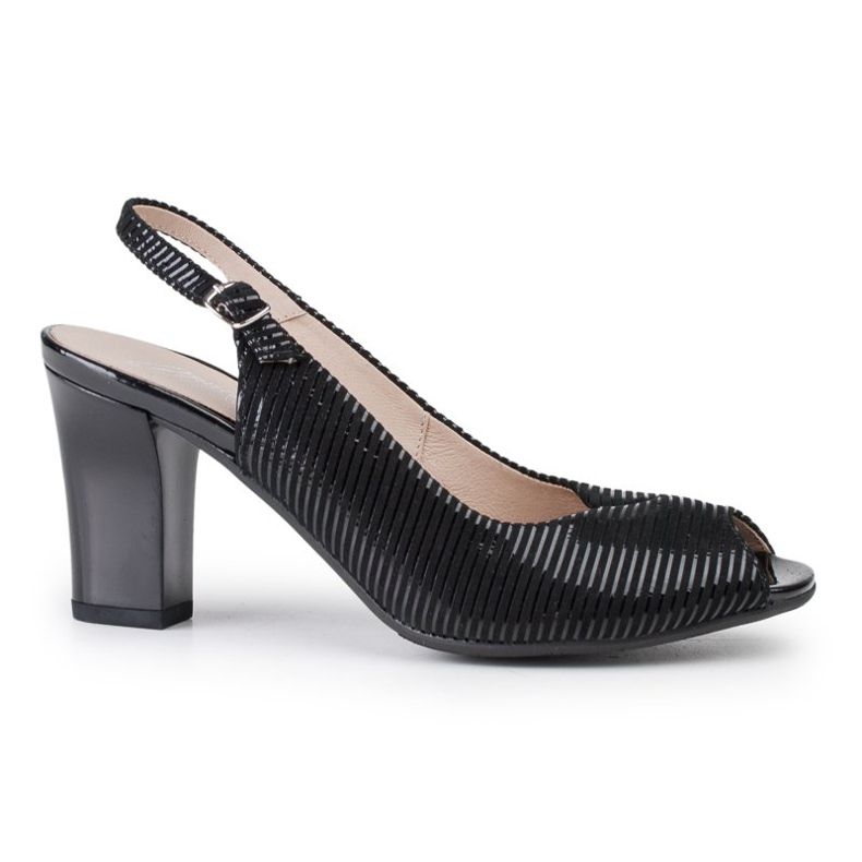 Marco Shoes Sandales sans pointe et talon en cuir noir à rayures le noir 1