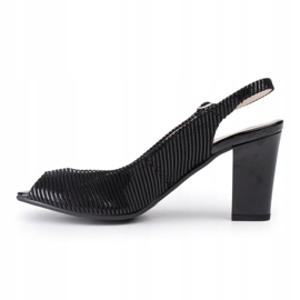 Marco Shoes Sandales sans pointe et talon en cuir noir à rayures 2