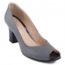 Marco Shoes escarpins cuir bleu marine + blanc 1