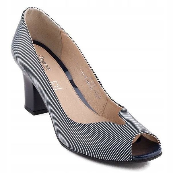 Marco Shoes escarpins cuir bleu marine + blanc 1