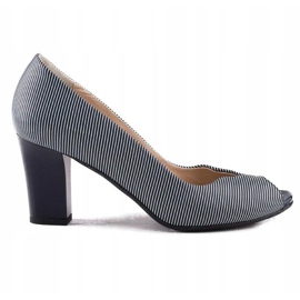 Marco Shoes escarpins cuir bleu marine + blanc 2