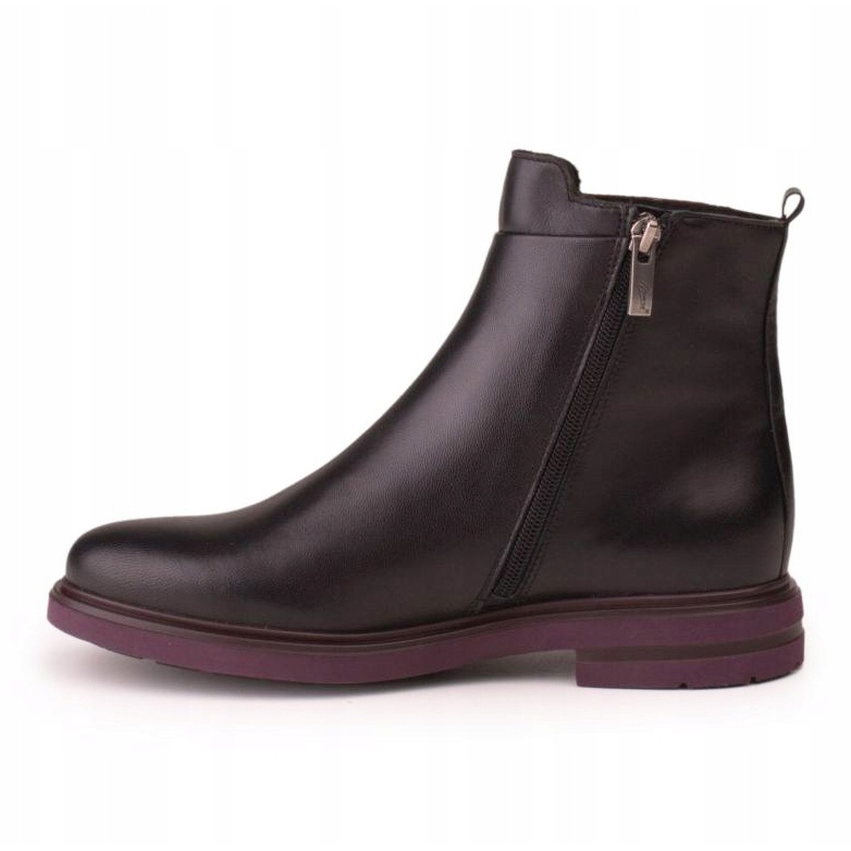 Marco Shoes Bottines légères à fond plat en cuir grainé noir avec empiècement violet le noir 2