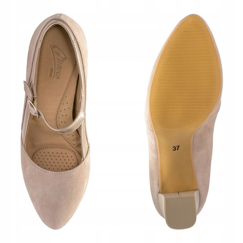 Marco Shoes Escarpins avec une bride sur un talon stable beige 1
