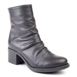 Marco Shoes Bottes confortables en cuir noir avec fronces 1