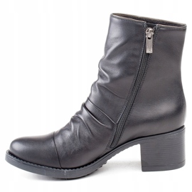 Marco Shoes Bottes confortables en cuir noir avec fronces 2