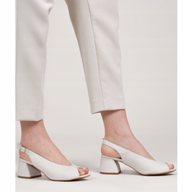 Marco Shoes 1573P sandales en cuir blanc avec un talon stable 1