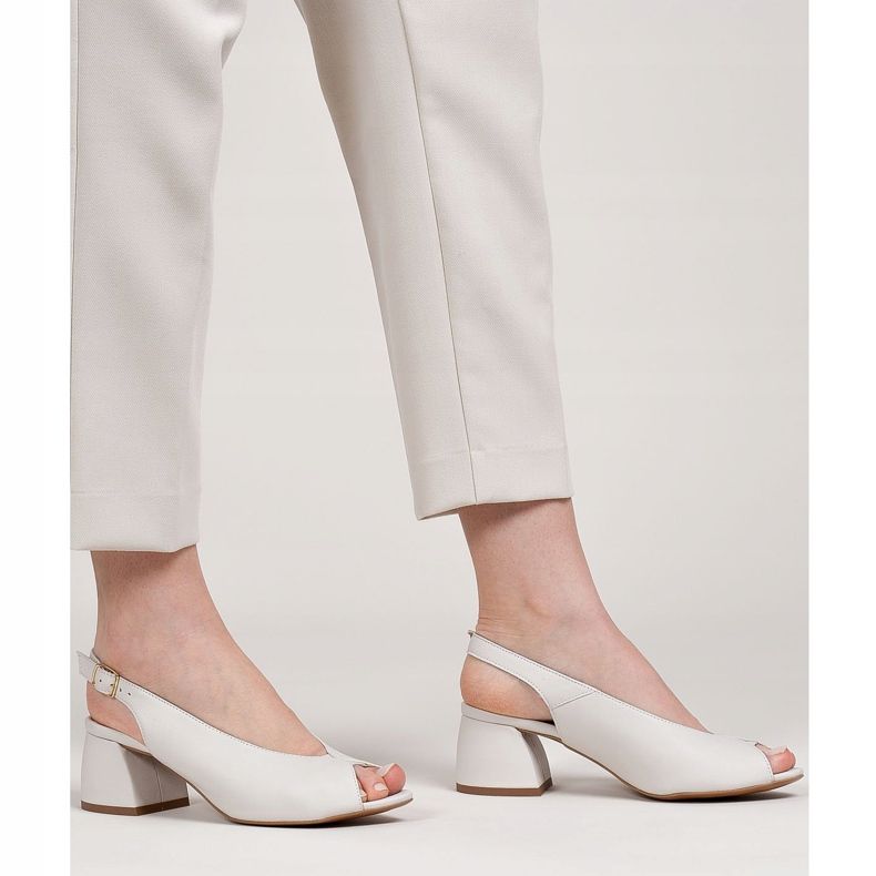 Marco Shoes 1573P sandales en cuir blanc avec un talon stable 1