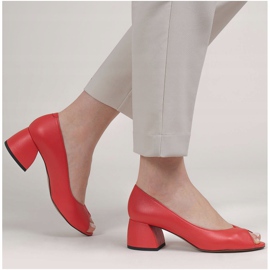 Marco Shoes Escarpins en cuir rouge 1576P avec un talon stable 2