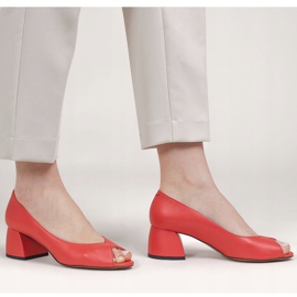 Marco Shoes Escarpins en cuir rouge 1576P avec un talon stable 1