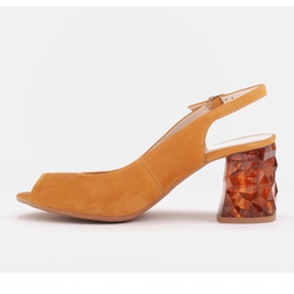 Marco Shoes Sandales en cuir jaune à talon 3D 1517P 3