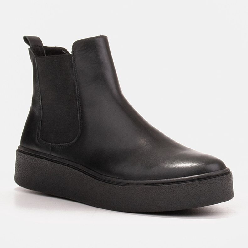Marco Shoes Bottines en cuir naturel souple noir 1