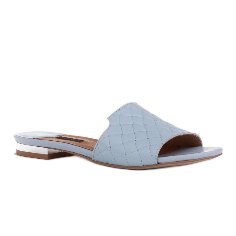 Marco Shoes Pantoufles élégantes pour femmes en cuir gaufré bleu 1