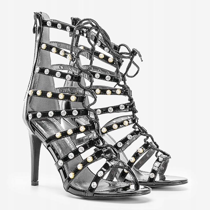 Sandales noires sur le stiletto The Twist le noir 1