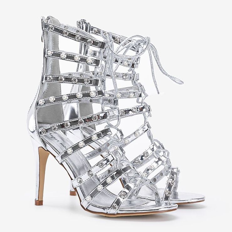 Sandales argentées sur un stiletto The Twist 1