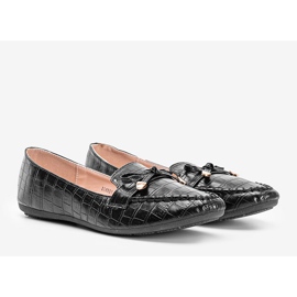 Mocassins noirs à motif peau de crocodile Miriam le noir 1