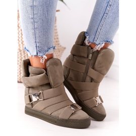 Baskets Compensées En Daim Lu Boo Olive vert 2