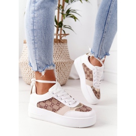 Chaussures de sport Baskets sur la plateforme blanc et or Allisone doré 2