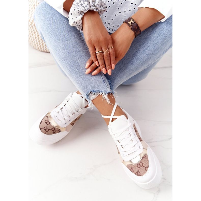 Chaussures de sport Baskets sur la plateforme blanc et or Allisone doré 1