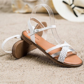 Laura Mode Sandales décontractées blanc 1