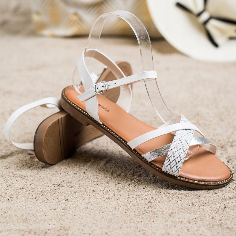 Laura Mode Sandales décontractées blanc 1