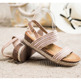 SHELOVET Sandales confortables avec boucle brun rose 1
