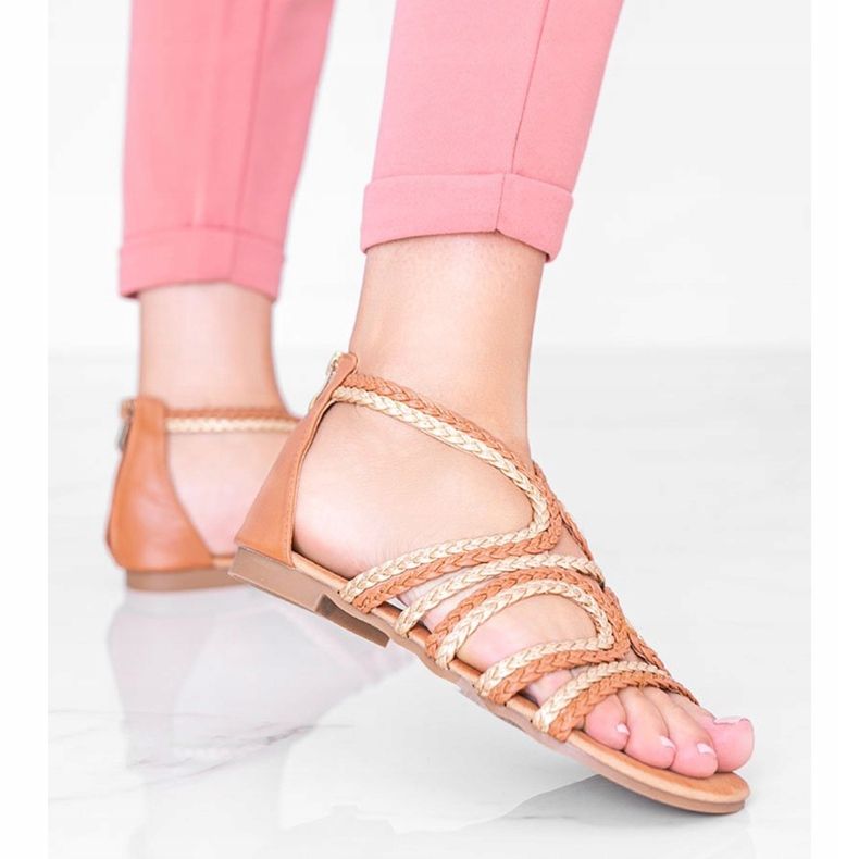 Sandales femme Velvet Night camel brun d'or 1