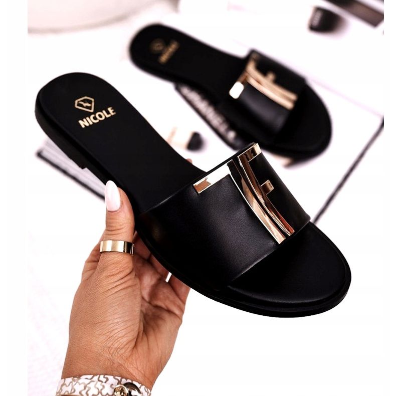 Pantoufles Élégantes Pour Femmes Noir Nicole Dilmah 2